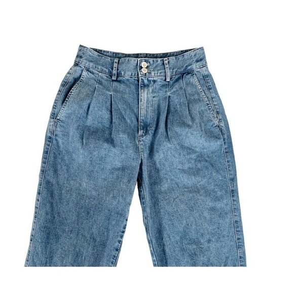 Madewell Women's Sz 0 Pleated Taper Wide-Leg Jeans - Picture 4 of 9
